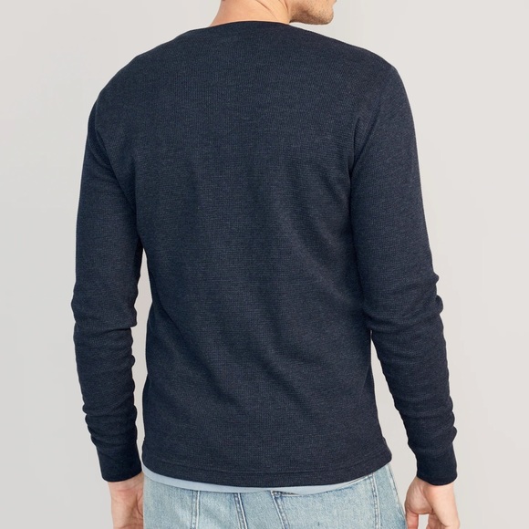 NWT OLD NAVY Waffle-Knit Henley T-Shirt Color: In The Navy - Picture 2 of 5